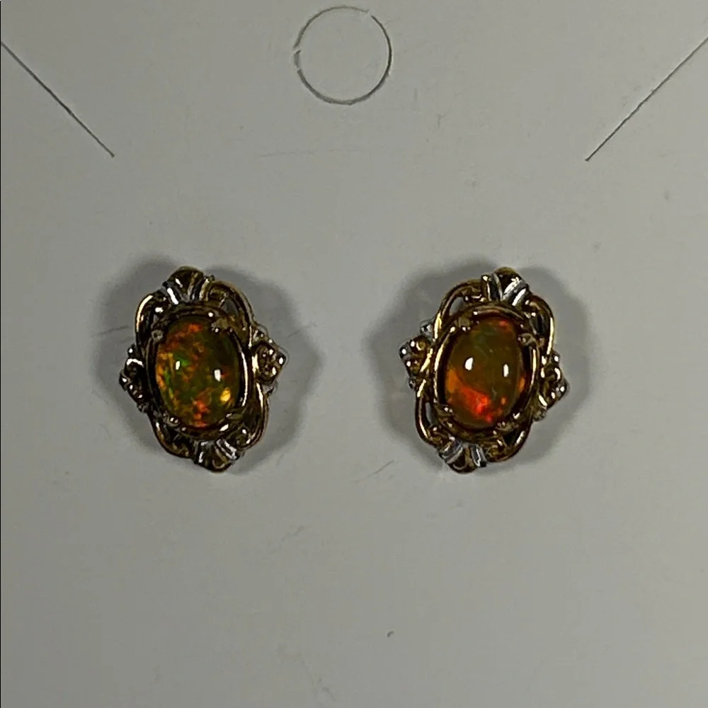 NWOT Sterling Silver Palladium Gold Accent Ethiopian Opal Earrings